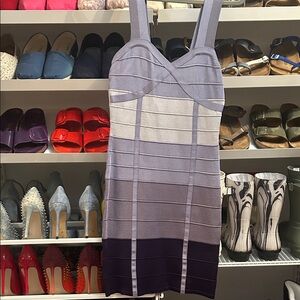 Elegant Purple and Blue Bebe Bandage Dress